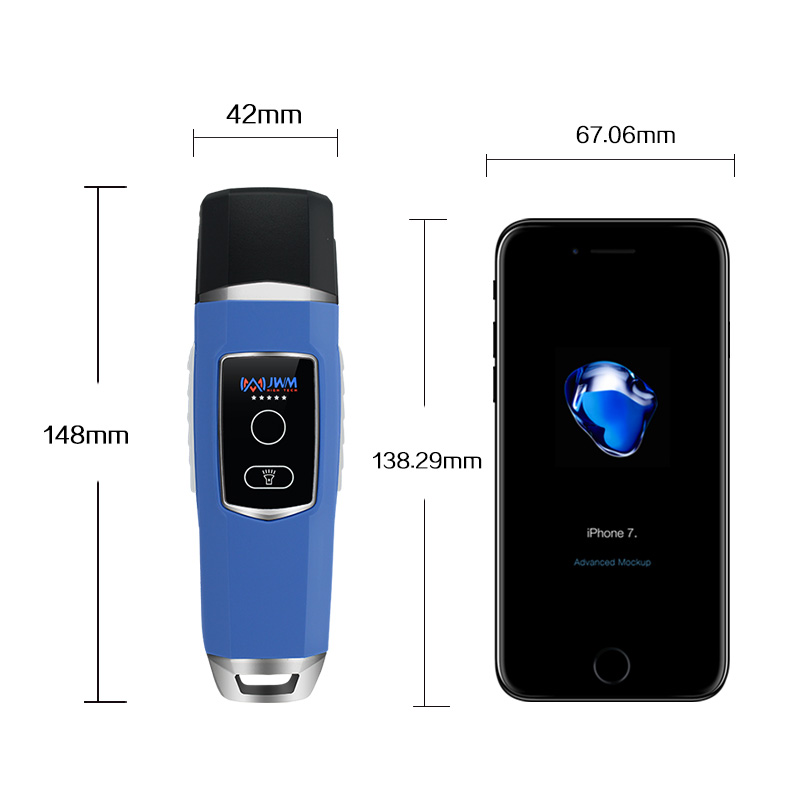 WM-5000V4S RFID guard tour reader size comparison with smartphone
